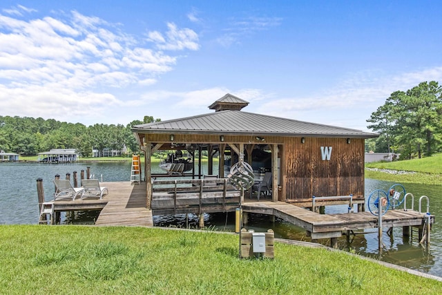 view of dock featuring a water view