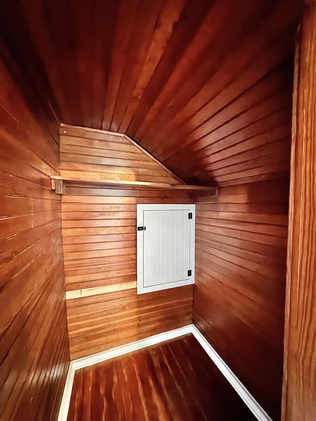 view of sauna / steam room with hardwood / wood-style floors