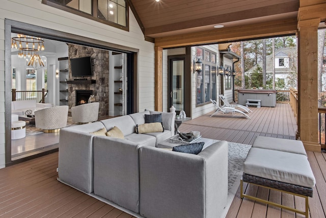 1031 Fish Trap Shls, Greensboro, GA 30642 - wooden deck with an outdoor living space with a fireplace