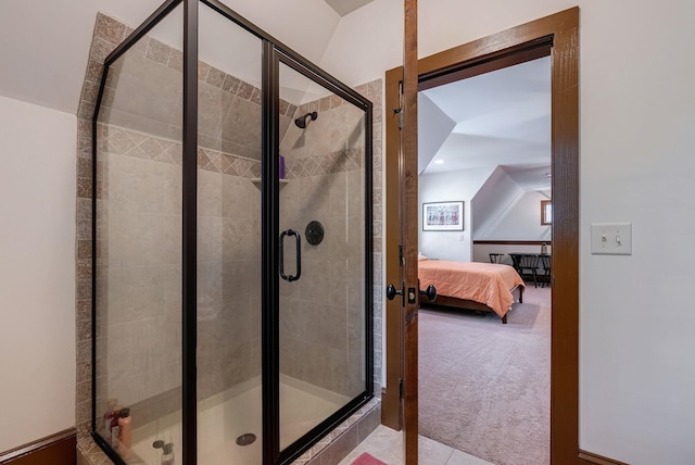 146 Long Island Dr, Eatonton, GA 31024 - full bathroom featuring ensuite bath, a shower stall, and tile patterned floors