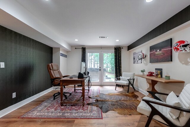 146 Long Island Dr, Eatonton, GA 31024 - office featuring french doors, recessed lighting, and wood finished floors