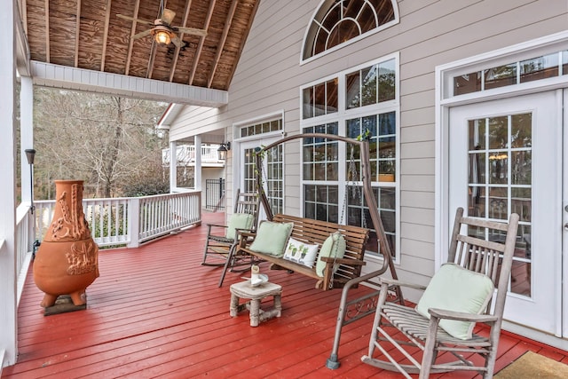 deck with ceiling fan