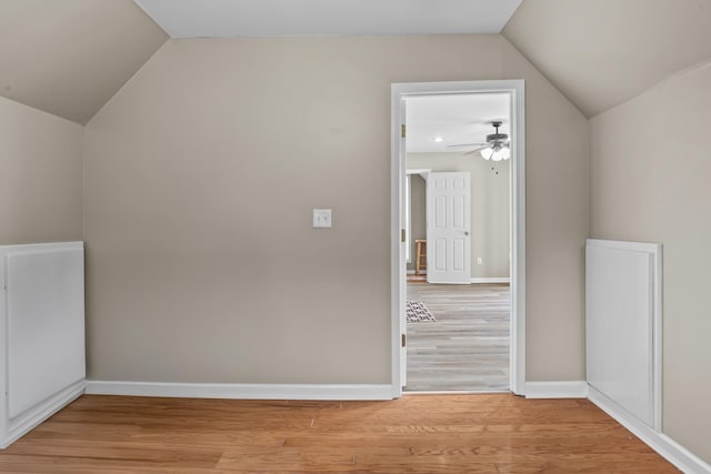 163 Knight Dr, Milledgeville, GA 31061 - bonus room featuring vaulted ceiling, light wood finished floors, a ceiling fan, and baseboards