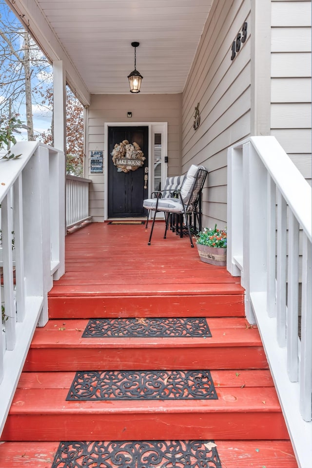 wooden deck with covered porch