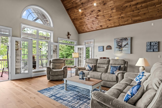 163 Knight Dr, Milledgeville, GA 31061 - living area with high vaulted ceiling, hardwood / wood-style flooring, and wooden ceiling
