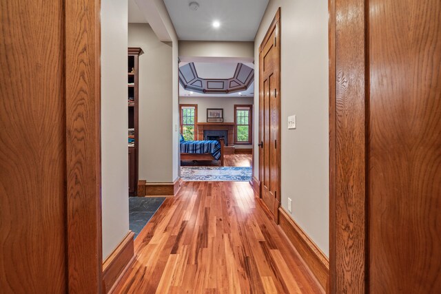 1611 Pine Grove Rd, Greensboro, GA 30642 - hallway featuring a raised ceiling and hardwood / wood-style floors