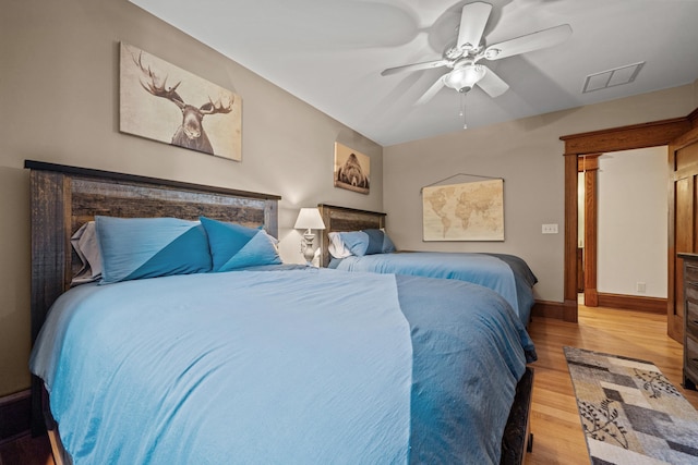 1611 Pine Grove Rd, Greensboro, GA 30642 - bedroom with ceiling fan and light hardwood / wood-style floors