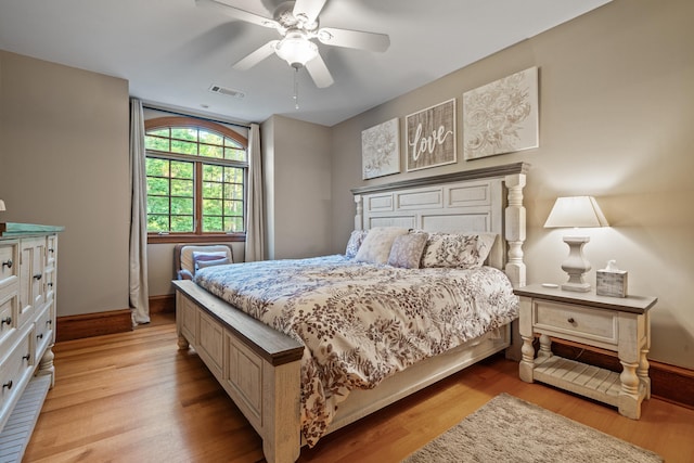1611 Pine Grove Rd, Greensboro, GA 30642 - bedroom with light hardwood / wood-style floors and ceiling fan