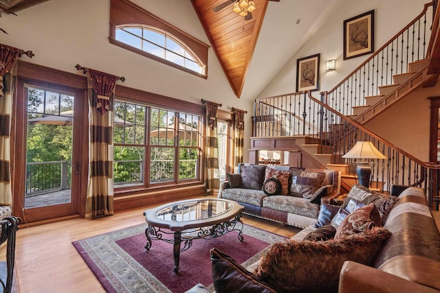 1611 Pine Grove Rd, Greensboro, GA 30642 - living room featuring high vaulted ceiling and light hardwood / wood-style flooring