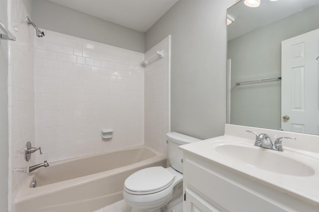 bathroom featuring vanity, toilet, and bathing tub / shower combination