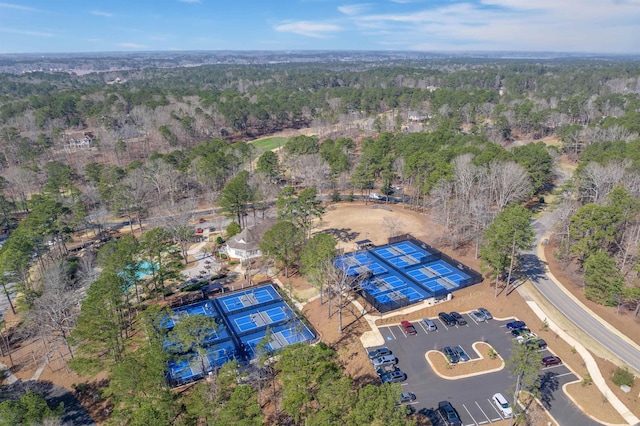 aerial view with a forest view