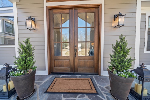 view of exterior entry with french doors