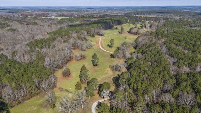 aerial view featuring a forest view