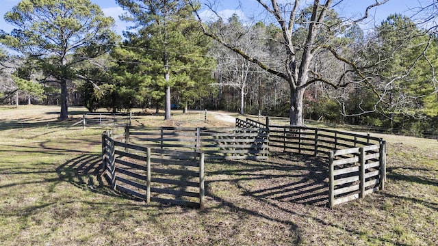 view of gate featuring fence and a lawn