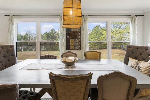 dining room with crown molding