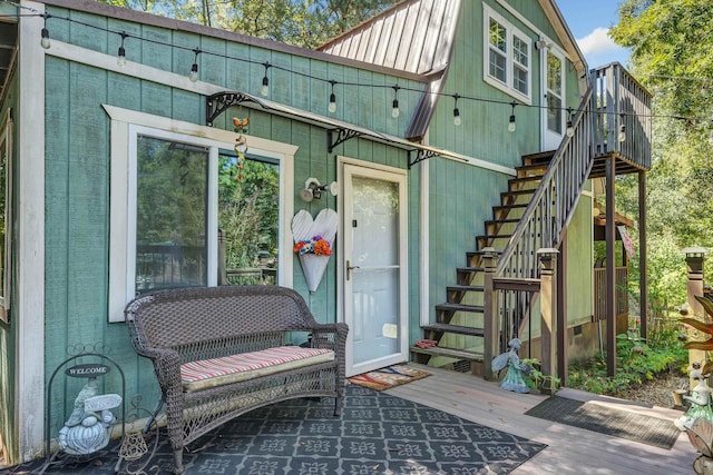160 Rockville Springs Dr, Eatonton, GA 31024 - back of property with stairway and a wooden deck