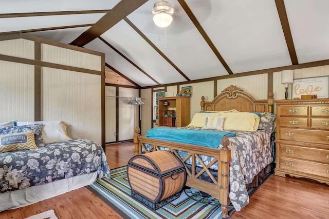 160 Rockville Springs Dr, Eatonton, GA 31024 - bedroom featuring vaulted ceiling with beams and light wood-style floors