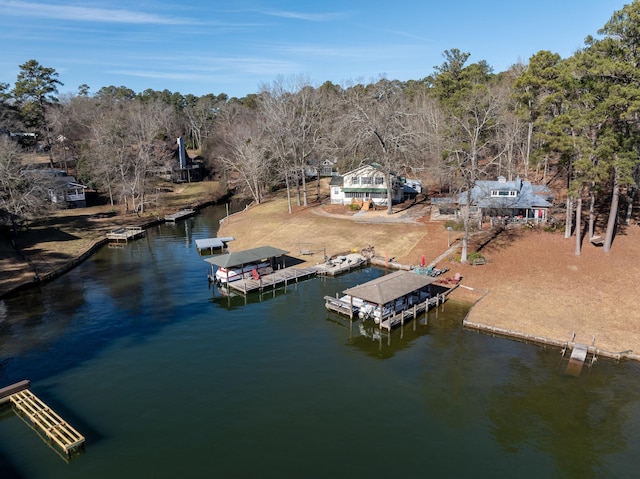 view of dock featuring a water view