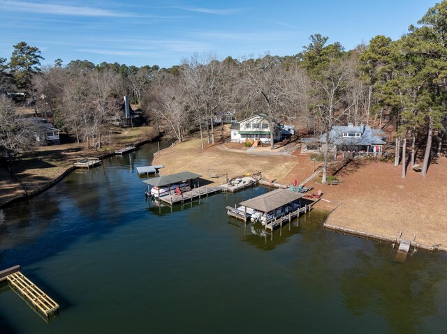 view of dock featuring a water view