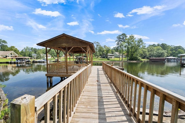 dock area featuring a water view