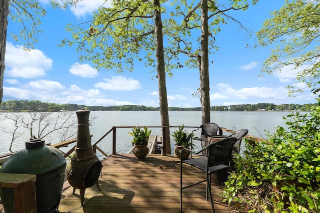 dock area featuring a water view