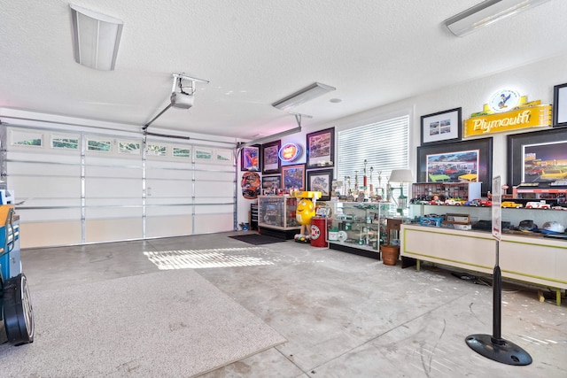 garage with a garage door opener