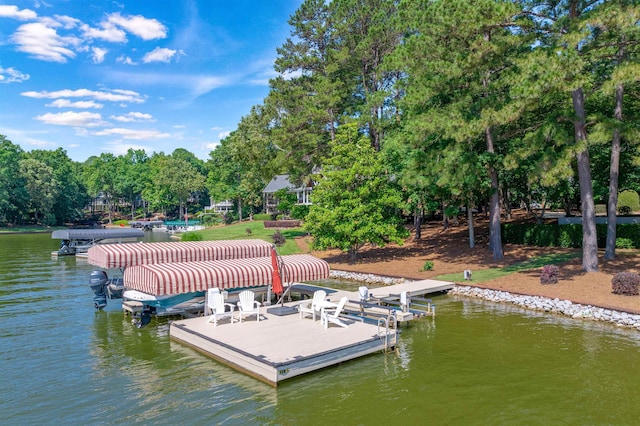 view of dock featuring a water view