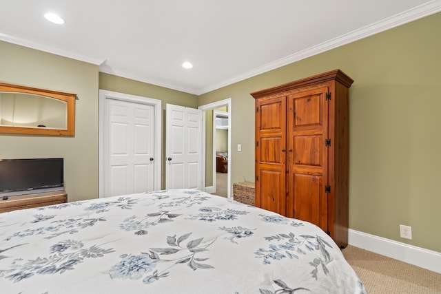 100 Indian Trl, Eatonton, GA 31024 - carpeted bedroom with ornamental molding, baseboards, and recessed lighting