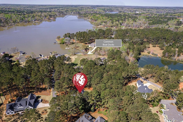 100 Indian Trl, Eatonton, GA 31024 - drone / aerial view featuring a water view and a forest view