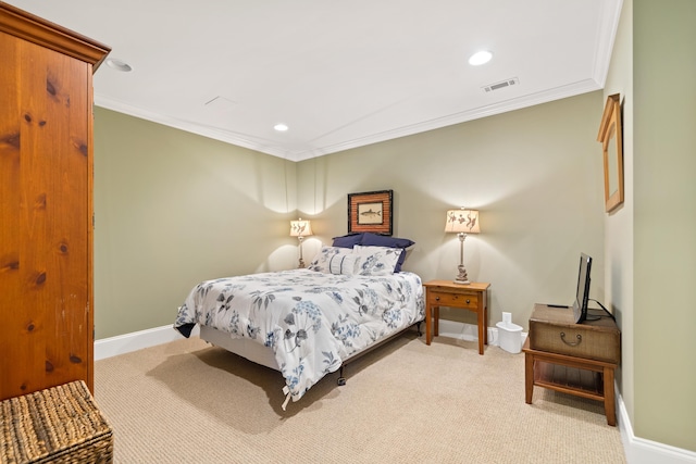 100 Indian Trl, Eatonton, GA 31024 - bedroom with ornamental molding, baseboards, light colored carpet, and visible vents