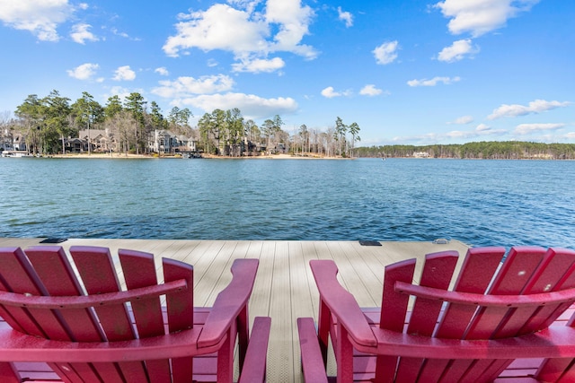 view of dock featuring a water view