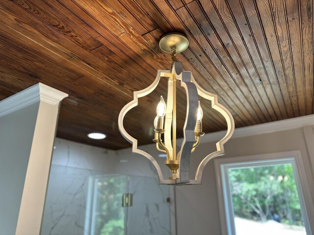 291 Power Point Rd, Milledgeville, GA 31061 - detailed view of wooden ceiling, a chandelier, and crown molding