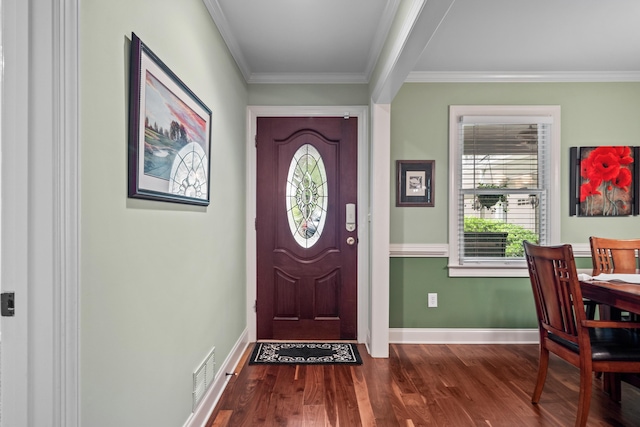 165 Lakeview Dr, Eatonton, GA 31024 - entrance foyer with dark wood-style flooring, crown molding, and baseboards