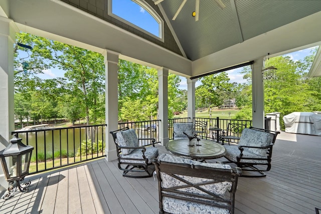 1101 Shoal Creek Ct, Greensboro, GA 30642 - wooden deck with covered porch and a grill