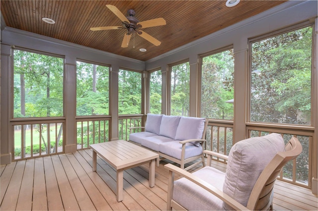 1031 Lockets Trl, Greensboro, GA 30642 - sunroom / solarium featuring plenty of natural light, an outdoor hangout area, and a ceiling fan