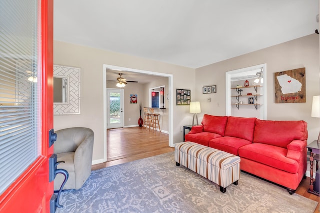 living room featuring wood-type flooring