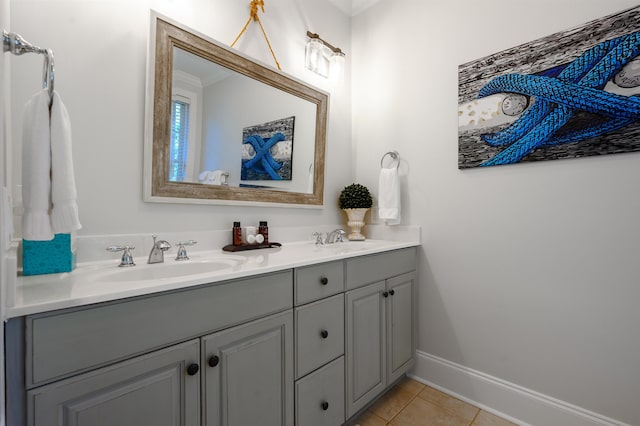 bathroom with tile patterned floors and vanity