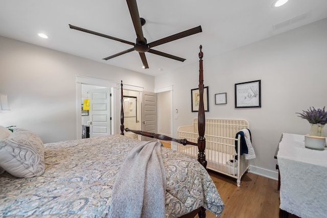 113 Daisy Trl, Milledgeville, GA 31061 - bedroom featuring recessed lighting, a ceiling fan, wood finished floors, and baseboards