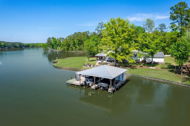 113 Daisy Trl, Milledgeville, GA 31061 - dock area with a yard, a water view, and boat lift