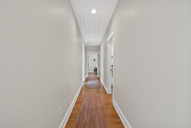 113 Daisy Trl, Milledgeville, GA 31061 - hall with attic access, light wood-style flooring, and baseboards
