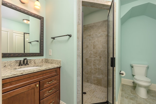 1020 Fairway Ridge Cir, Greensboro, GA 30642 - full bathroom featuring a stall shower, vanity, baseboards, and toilet