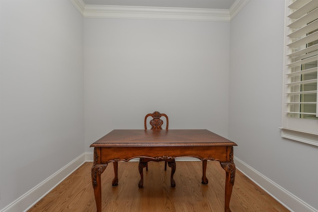 1020 Fairway Ridge Cir, Greensboro, GA 30642 - office with ornamental molding, baseboards, and light wood finished floors