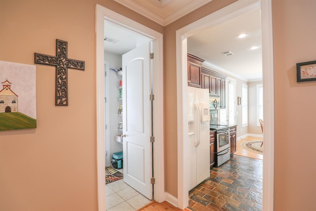 hallway with ornamental molding