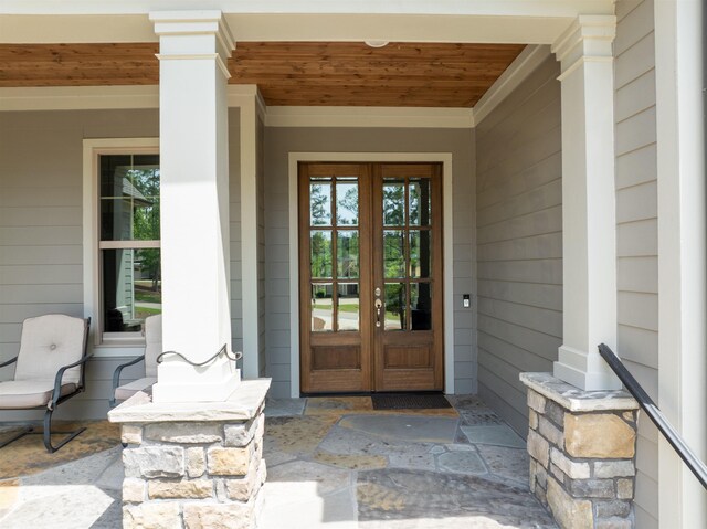 property entrance with french doors