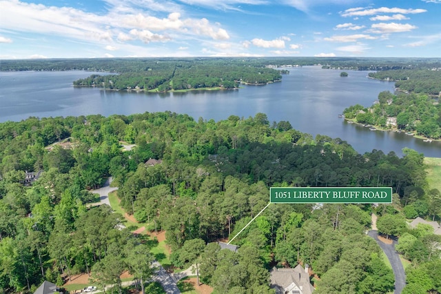 1051 Liberty Bluff Rd, Greensboro, GA 30642 - aerial view of property and surrounding area with a heavily wooded area and a nearby body of water