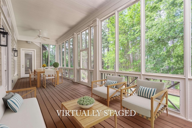 1051 Liberty Bluff Rd, Greensboro, GA 30642 - sunroom / solarium with ceiling fan and outdoor dining space