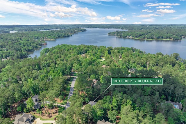 1051 Liberty Bluff Rd, Greensboro, GA 30642 - aerial view of property's location featuring a forest and a large body of water