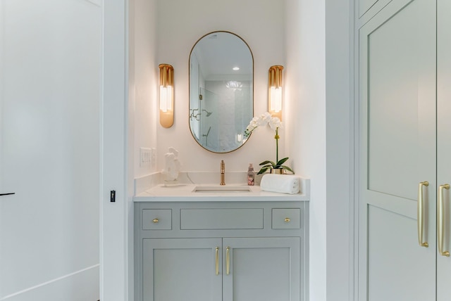 bathroom with vanity and an enclosed shower