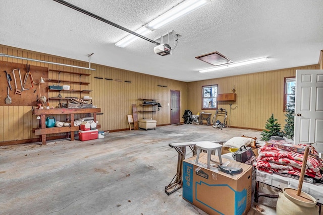 garage with a garage door opener