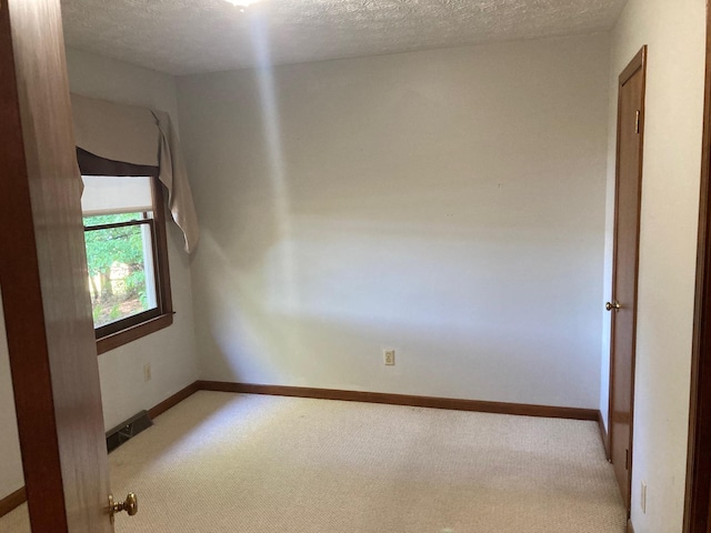 carpeted spare room featuring a textured ceiling